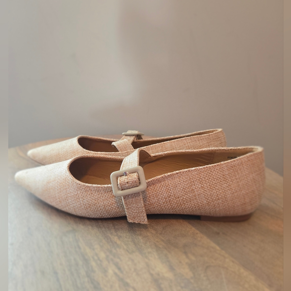 Journee Collection Beige Tweed Mary Jane Flats - Picture 8 of 14